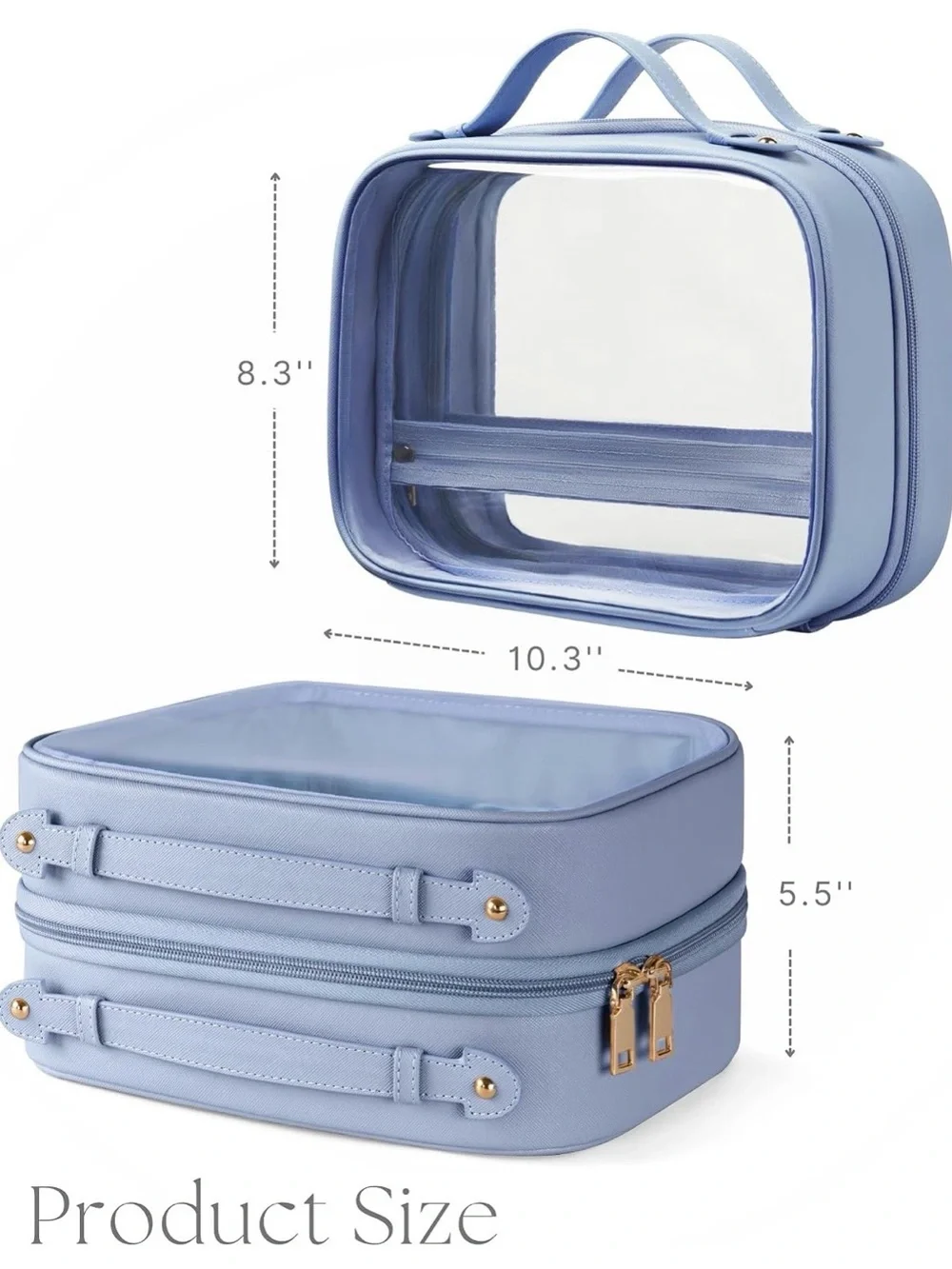 Light Blue Clear-Window Travel Cosmetic Bag